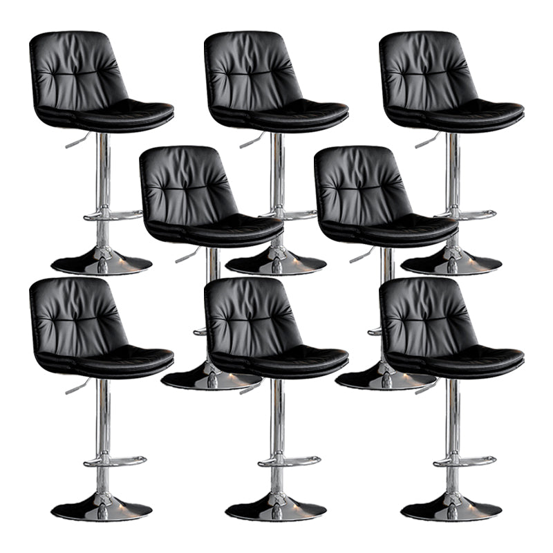 Scandinavian Metal Barstool Faux Leather Low Back Counter Stool with Iron Base