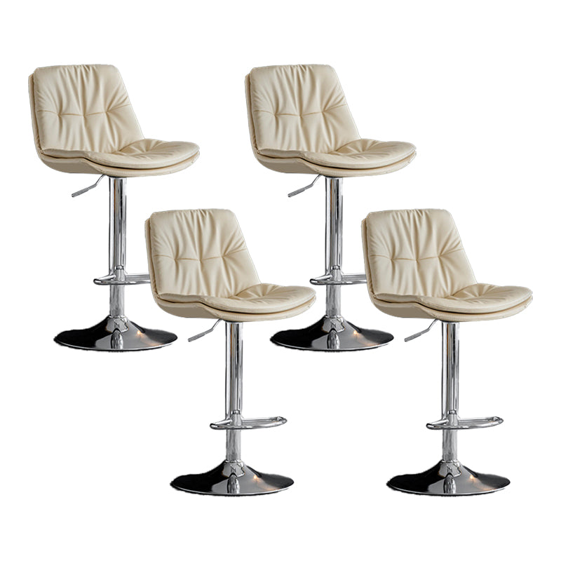 Scandinavian Metal Barstool Faux Leather Low Back Counter Stool with Iron Base