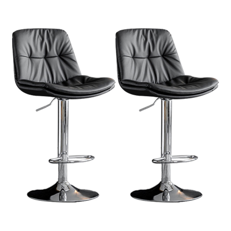 Scandinavian Metal Barstool Faux Leather Low Back Counter Stool with Iron Base