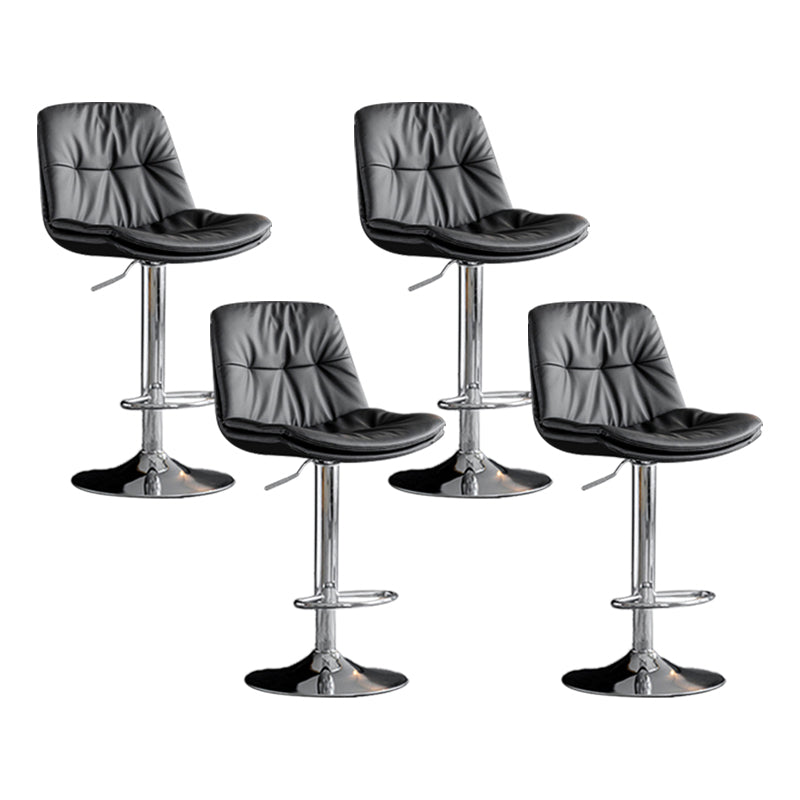 Scandinavian Metal Barstool Faux Leather Low Back Counter Stool with Iron Base