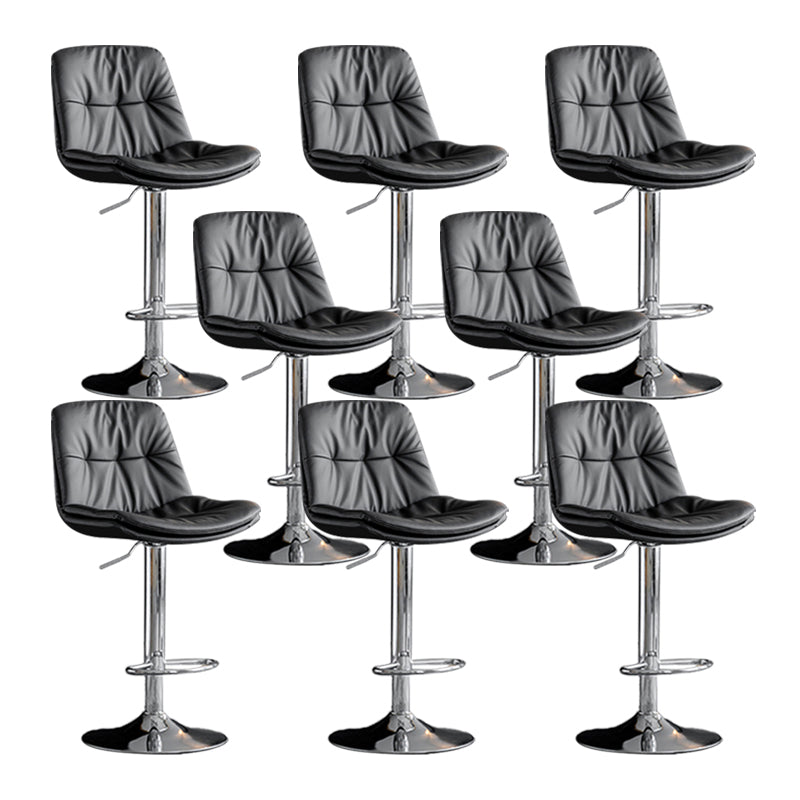 Scandinavian Metal Barstool Faux Leather Low Back Counter Stool with Iron Base