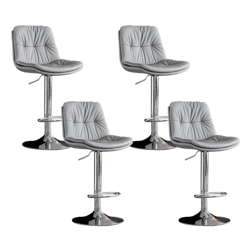 Scandinavian Metal Barstool Faux Leather Low Back Counter Stool with Iron Base