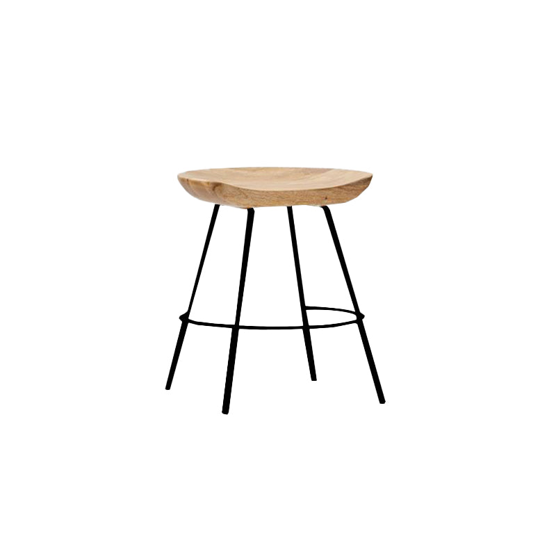 Industrial Wood Barstool Counter Stool Footrest Metal Furniture in Matte Finish