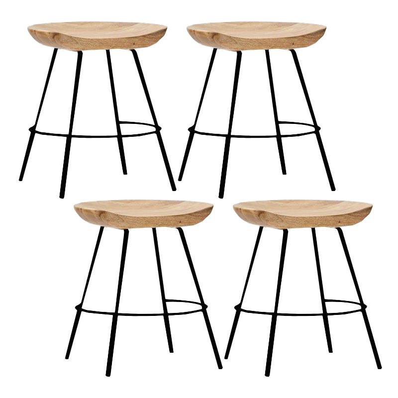 Industrial Wood Barstool Counter Stool Footrest Metal Furniture in Matte Finish