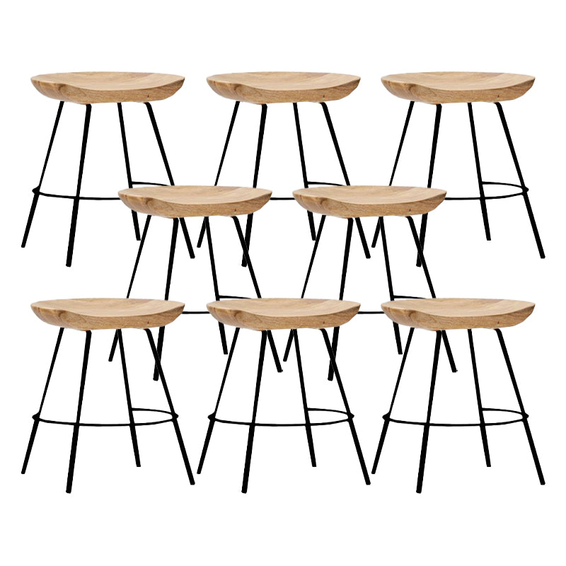 Industrial Wood Barstool Counter Stool Footrest Metal Furniture in Matte Finish