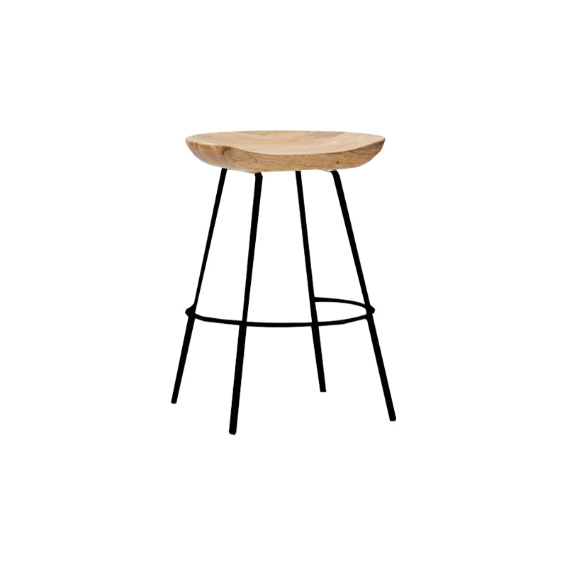 Industrial Wood Barstool Counter Stool Footrest Metal Furniture in Matte Finish