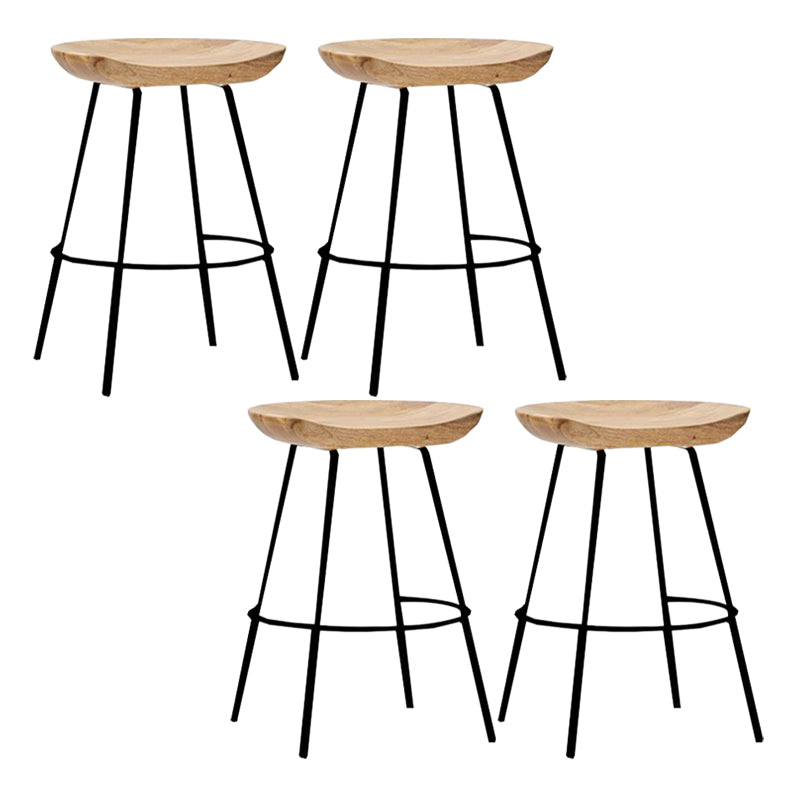 Industrial Wood Barstool Counter Stool Footrest Metal Furniture in Matte Finish