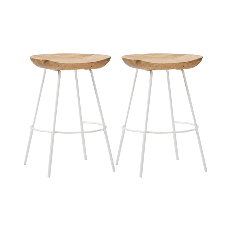 Industrial Wood Barstool Counter Stool Footrest Metal Furniture in Matte Finish