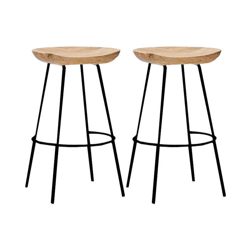 Industrial Wood Barstool Counter Stool Footrest Metal Furniture in Matte Finish