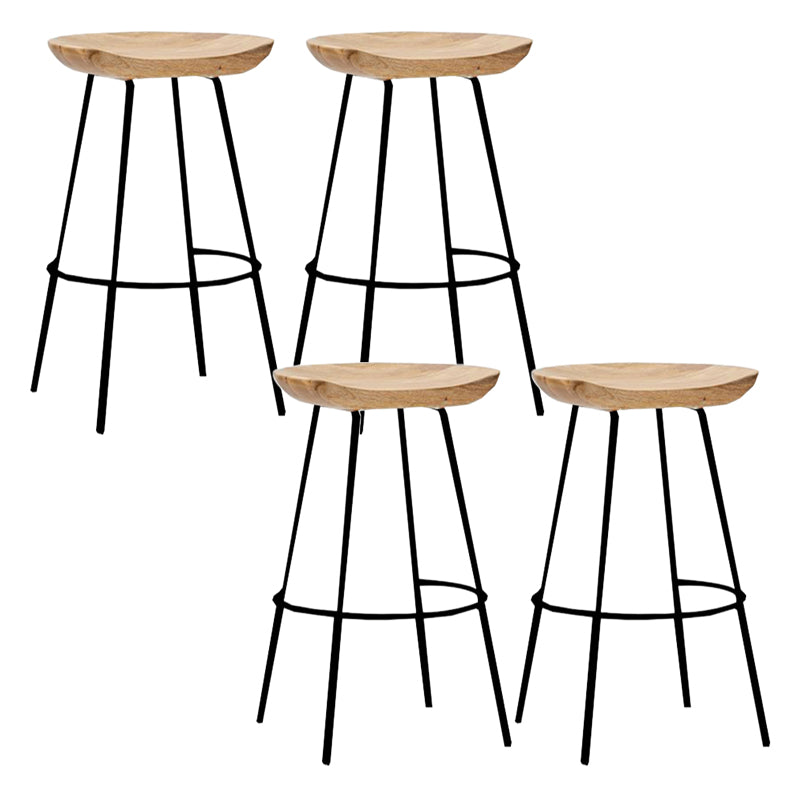 Industrial Wood Barstool Counter Stool Footrest Metal Furniture in Matte Finish