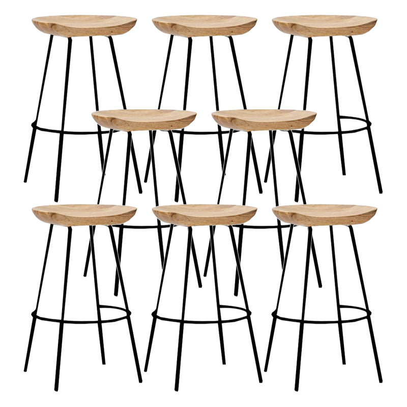 Industrial Wood Barstool Counter Stool Footrest Metal Furniture in Matte Finish