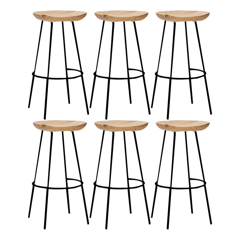 Industrial Wood Barstool Counter Stool Footrest Metal Furniture in Matte Finish