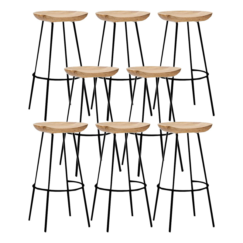Industrial Wood Barstool Counter Stool Footrest Metal Furniture in Matte Finish