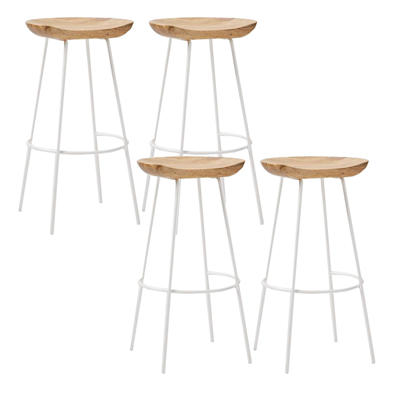 Industrial Wood Barstool Counter Stool Footrest Metal Furniture in Matte Finish