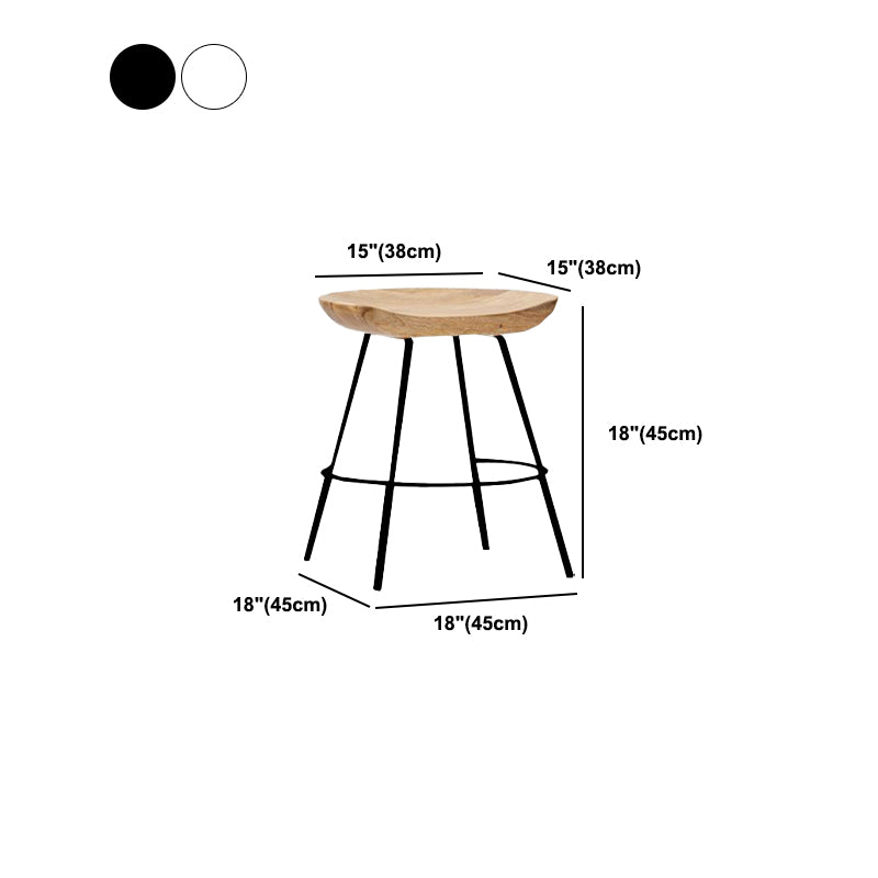 Industrial Wood Barstool Counter Stool Footrest Metal Furniture in Matte Finish