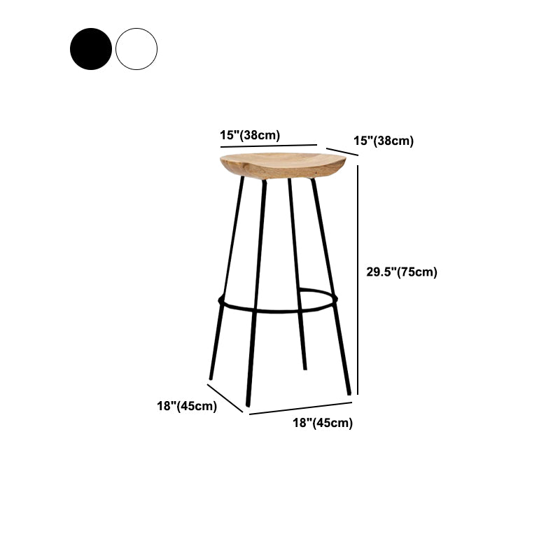 Industrial Wood Barstool Counter Stool Footrest Metal Furniture in Matte Finish