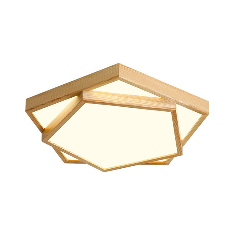 14 "/18" /21.5 " Wide Modern Pentagon Wooden Flush Mount Massimale Lampada 1 - Light LED Pendant Light Fixture in Warm / White Light