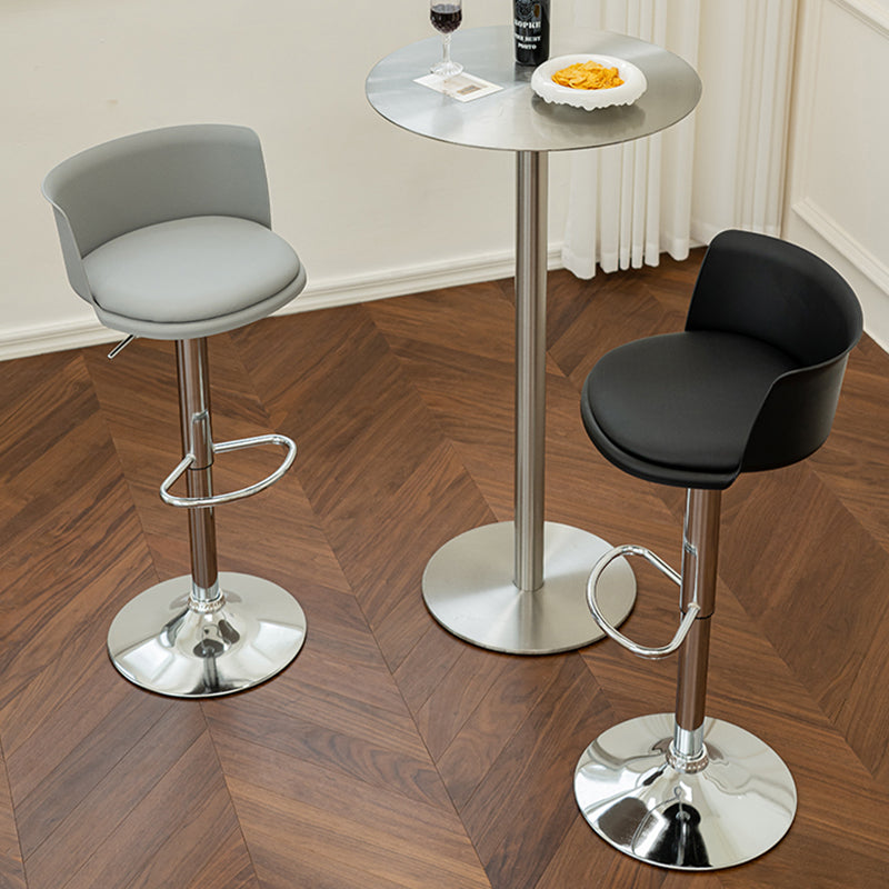 Modern Adjustable Height Swivel Bar Stool Metal Base Footrest Bar Stool