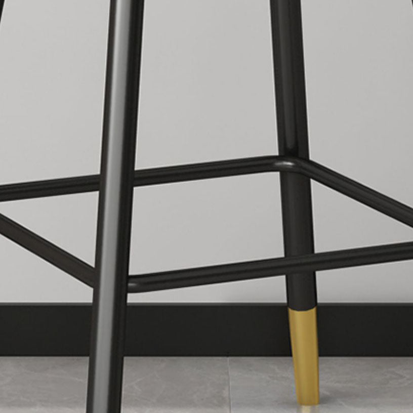 Glam Metal Barstool Velvet Footrest Low Back Stool in Matte Finish for Home