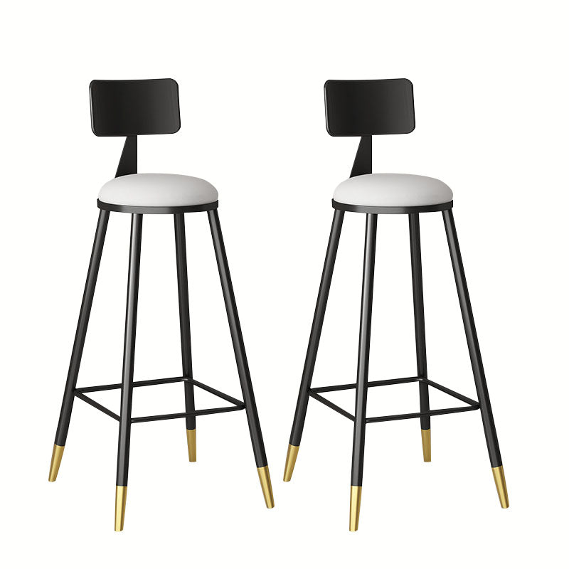 Glam Metal Barstool Velvet Footrest Low Back Stool in Matte Finish for Home