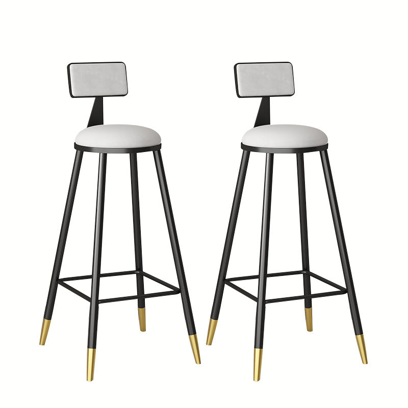 Glam Metal Barstool Velvet Footrest Low Back Stool in Matte Finish for Home