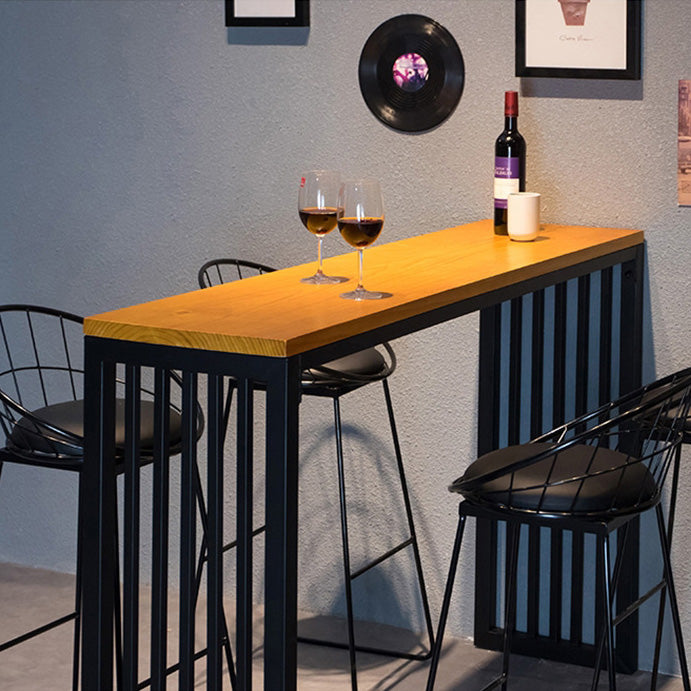 Industrial Wooden Bar Table Set 1/2/5 Pieces Rectangle Bar Table with High Stools