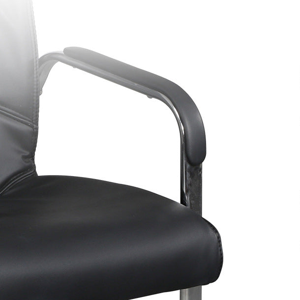 Modern Mid-back Office Chair No Wheels Upholstered Arm Chair