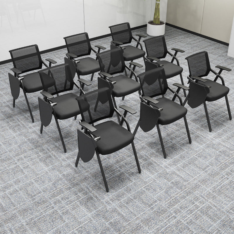 Contemporary Desk Chair Black Fixed Arms Mid Back Office Chair