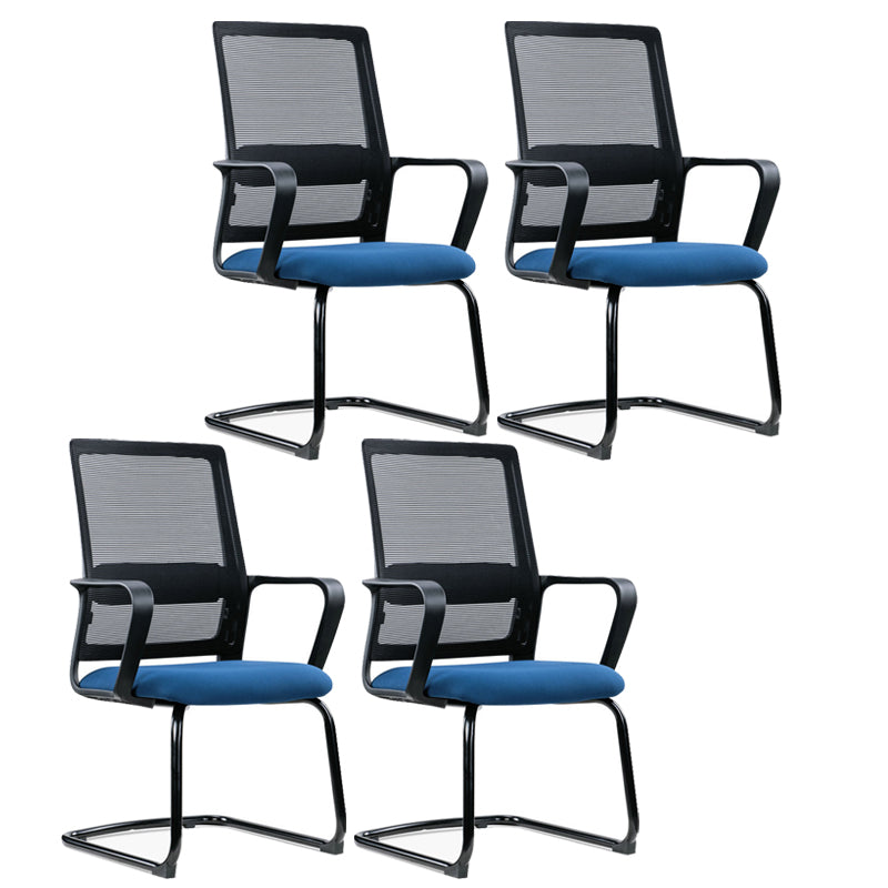 Contemporary Desk Chair Black Fixed Arms Mid Back Home Office Chair