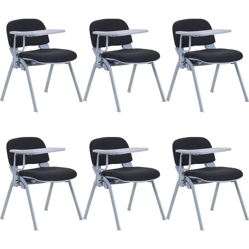 Contemporary No Wheels Office Chair Linen Conference Low-Back Desk Chair