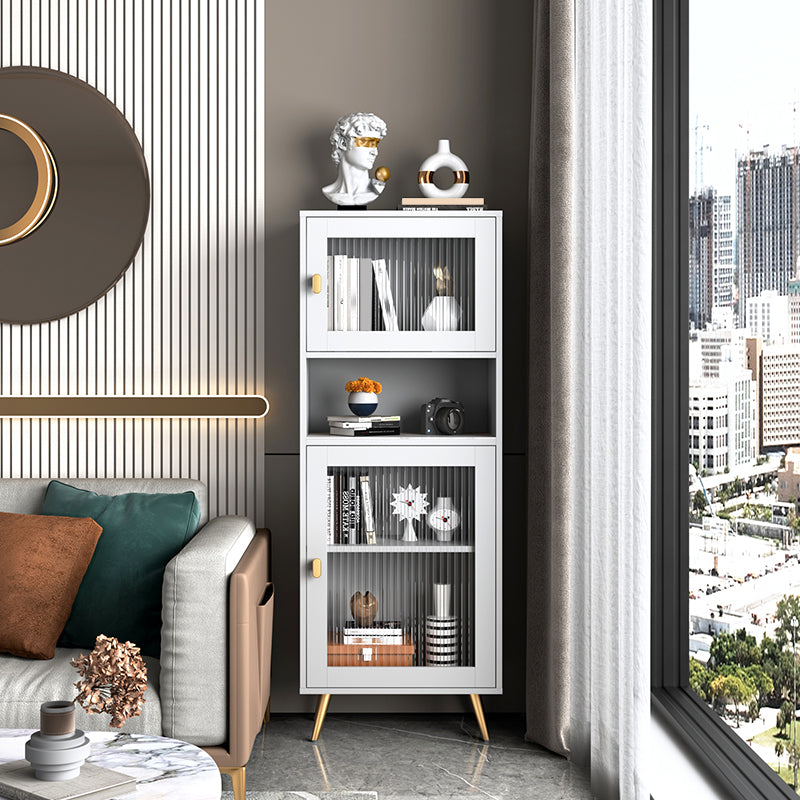 Engineered Glam Wood Bookcase White Standard Shelf with Door
