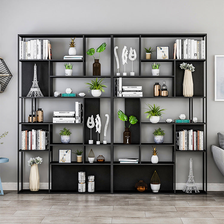 Metal and Wood Shelf Open Etagere Shelf Bookcase for Bedroom