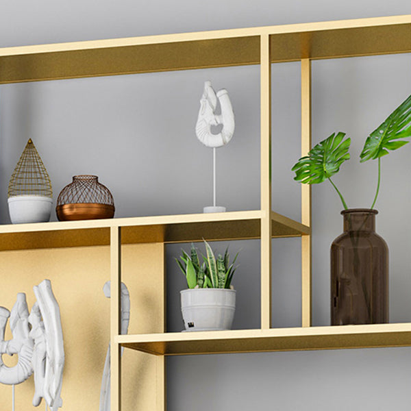 Metal and Wood Shelf Open Etagere Shelf Bookcase for Bedroom