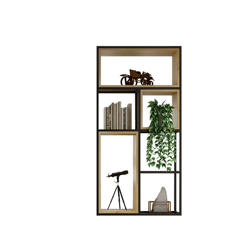 Metal and Wood Book Shelf Etagere Modern Open Shelf Bookcase for Bedroom