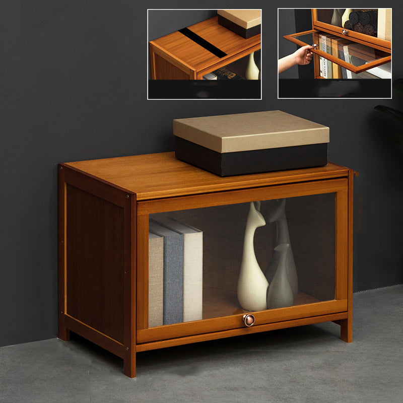 Modern Brown Book Shelf Bamboo Bedroom Shelf Bookcase with Cabinets