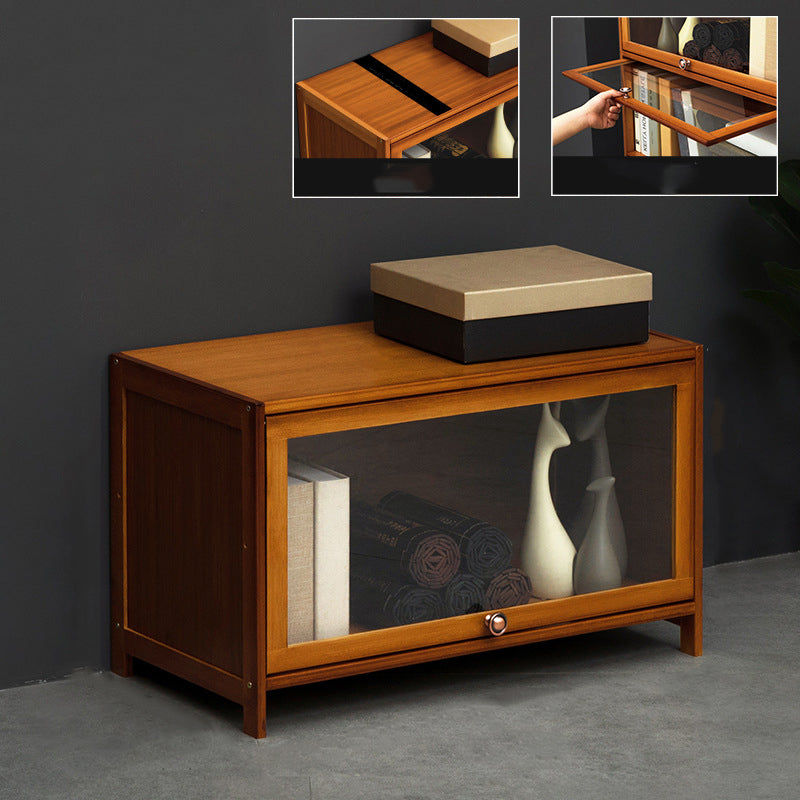 Modern Brown Book Shelf Bamboo Bedroom Shelf Bookcase with Cabinets