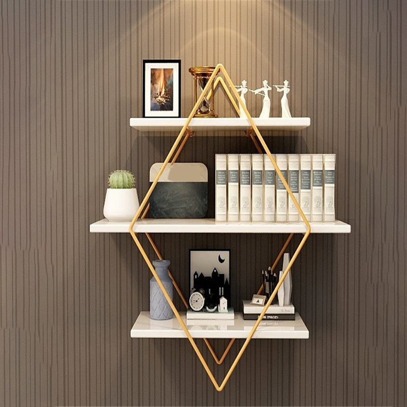 Open Bookcase Bookshelf Light Luxury Metal 3-Tier Book Shelf