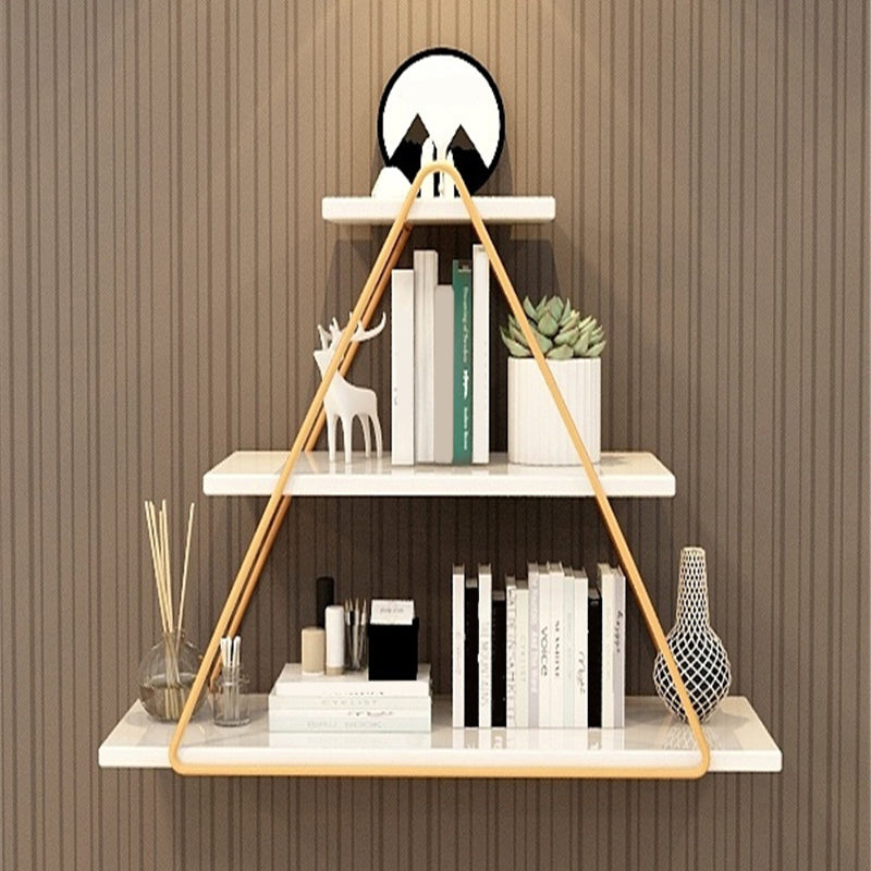 Open Bookcase Bookshelf Light Luxury Metal 3-Tier Book Shelf