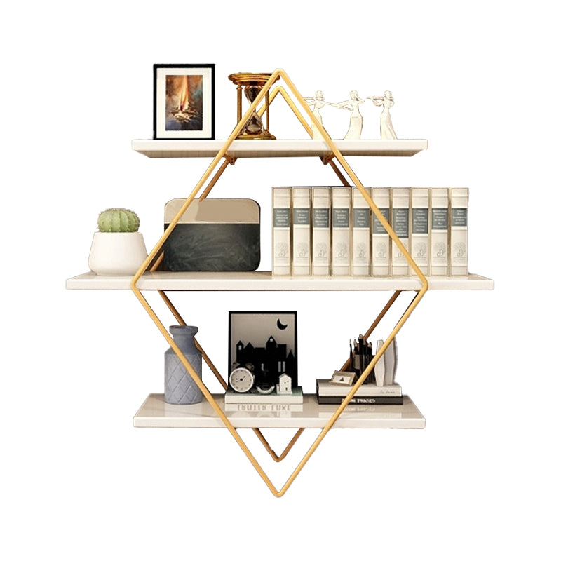 Open Bookcase Bookshelf Light Luxury Metal 3-Tier Book Shelf