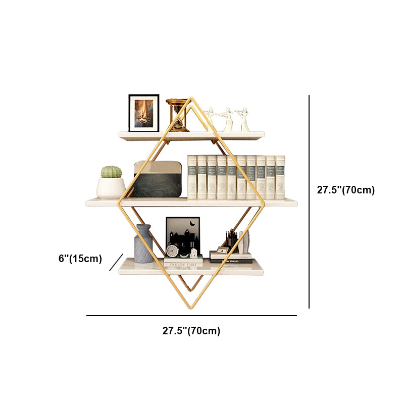Open Bookcase Bookshelf Light Luxury Metal 3-Tier Book Shelf