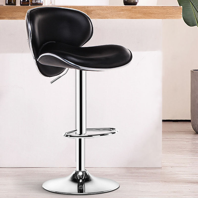 Contemporary Metal Barstool PU Leather Footrest Upholstered Counter Stool