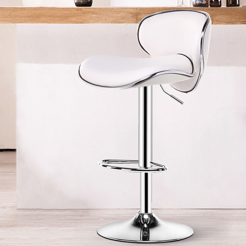 Contemporary Metal Barstool PU Leather Footrest Upholstered Counter Stool