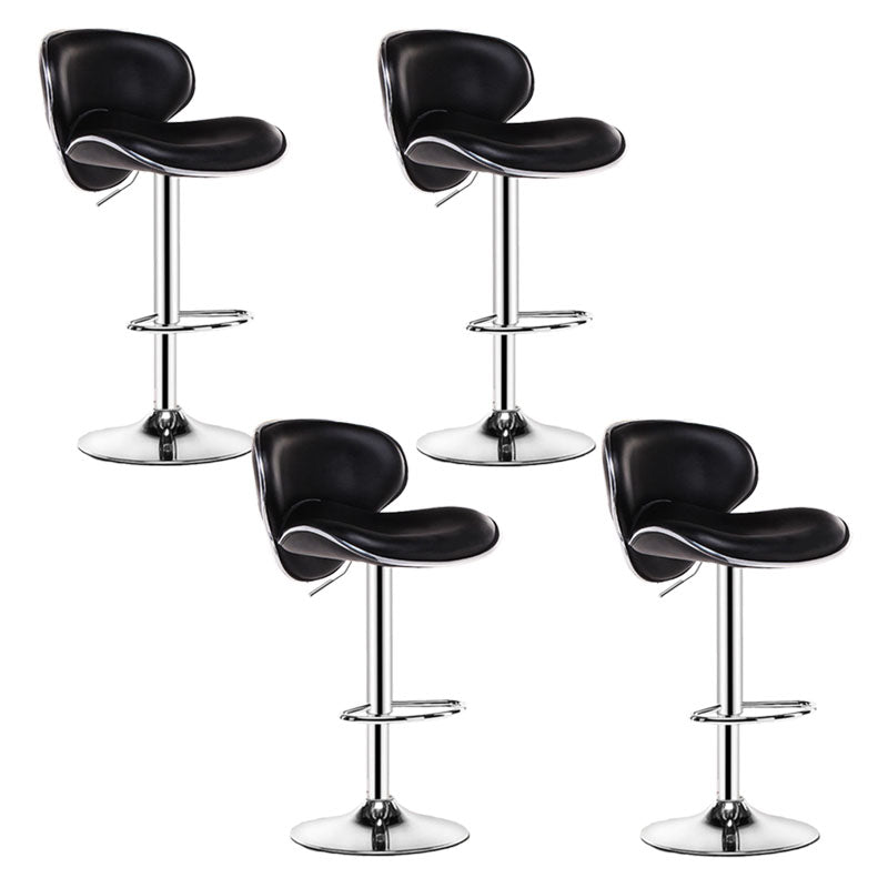 Contemporary Metal Barstool PU Leather Footrest Upholstered Counter Stool