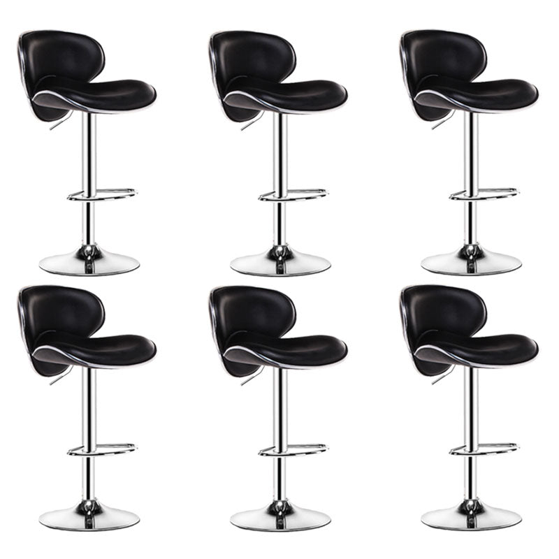 Contemporary Metal Barstool PU Leather Footrest Upholstered Counter Stool
