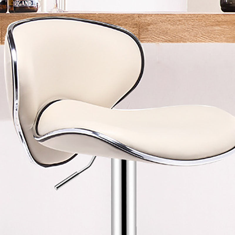 Contemporary Metal Barstool PU Leather Footrest Upholstered Counter Stool