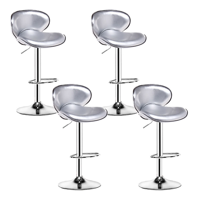 Contemporary Metal Barstool PU Leather Footrest Upholstered Counter Stool