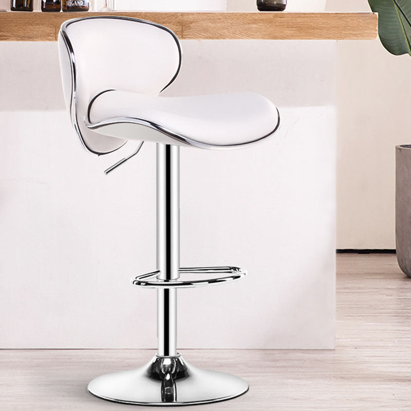 Contemporary Metal Barstool PU Leather Footrest Upholstered Counter Stool