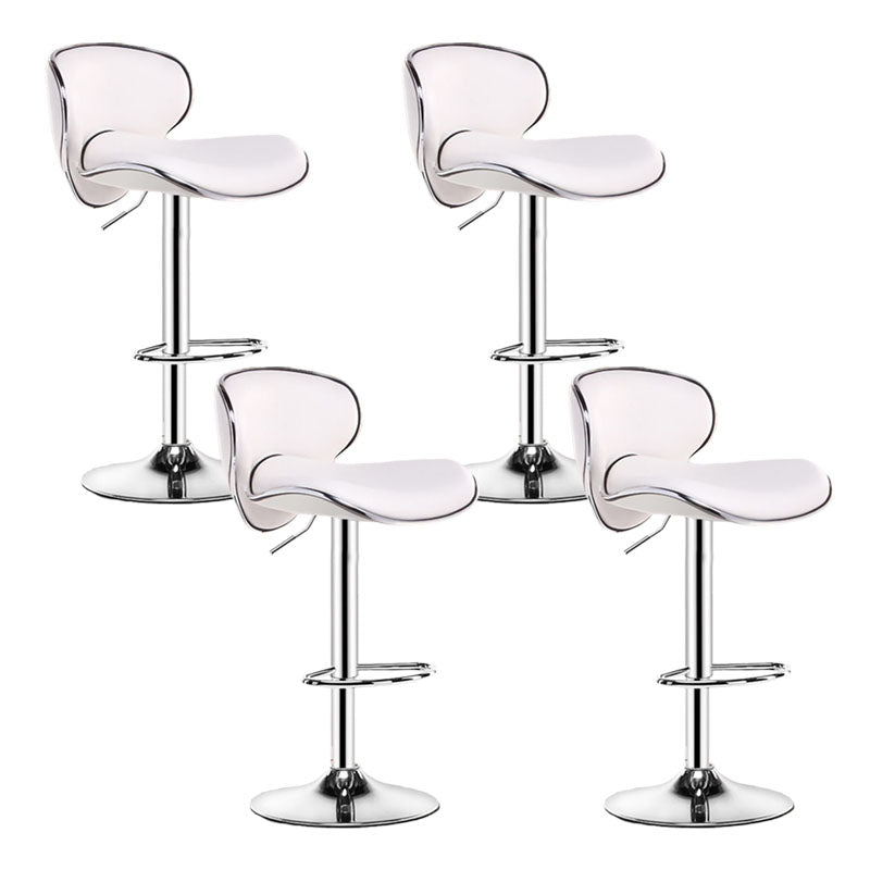 Contemporary Metal Barstool PU Leather Footrest Upholstered Counter Stool