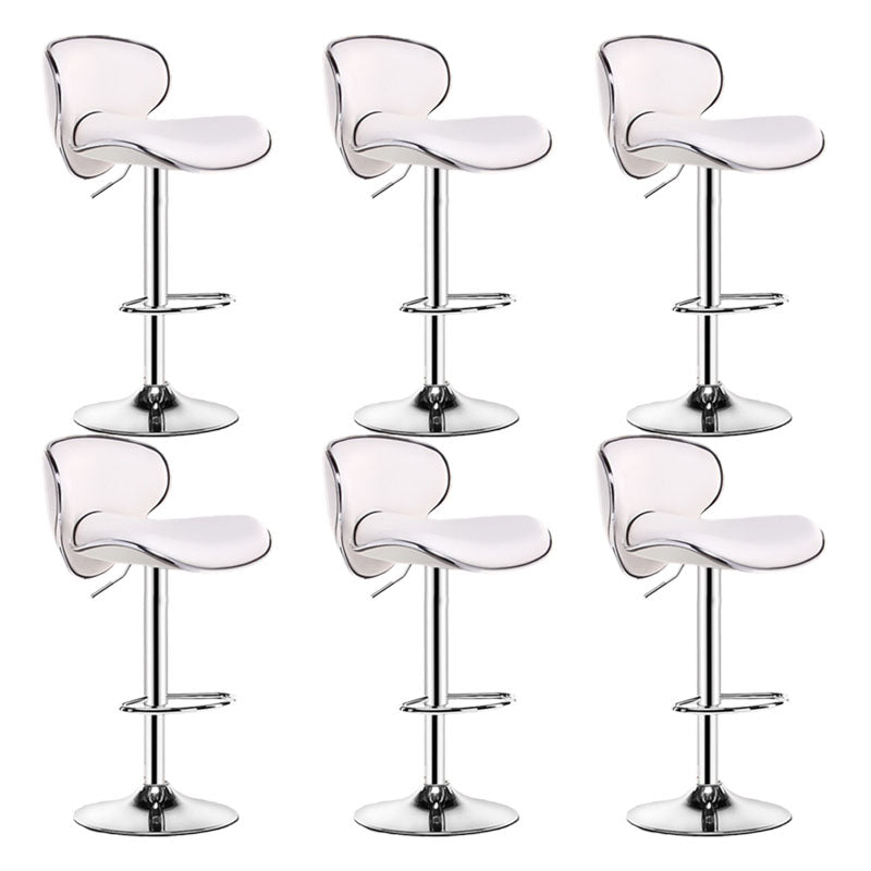 Contemporary Metal Barstool PU Leather Footrest Upholstered Counter Stool