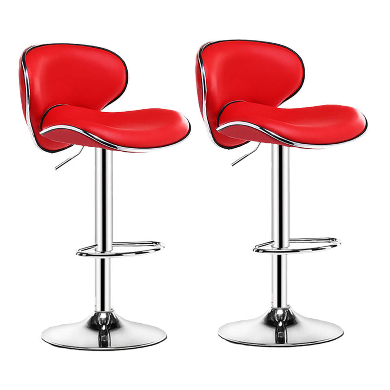 Contemporary Metal Barstool PU Leather Footrest Upholstered Counter Stool